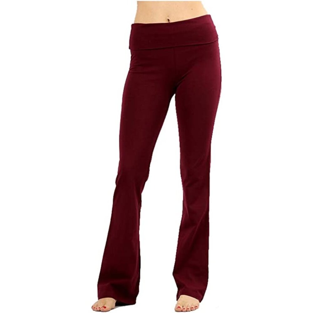 Zenana Outfitters Women's Boot Cut Pants in Burgundy